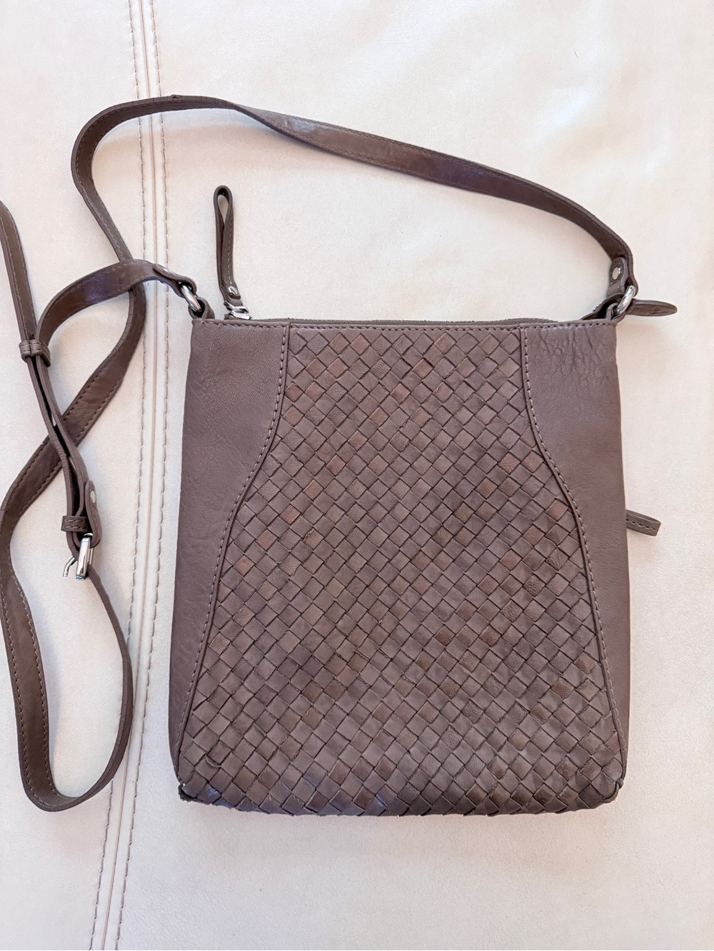 Leather Crossbody Bag, Handbag Brown Leather Purse, Taupe